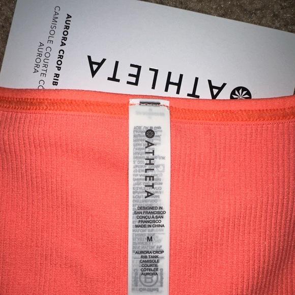 NWT | Athleta Crop Rib shirt | Coral | Medium - Picture 3 of 3